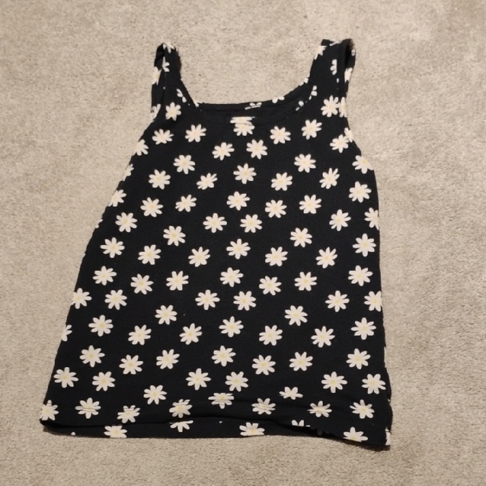 Old Navy Black and White Floral Kids Tank Top